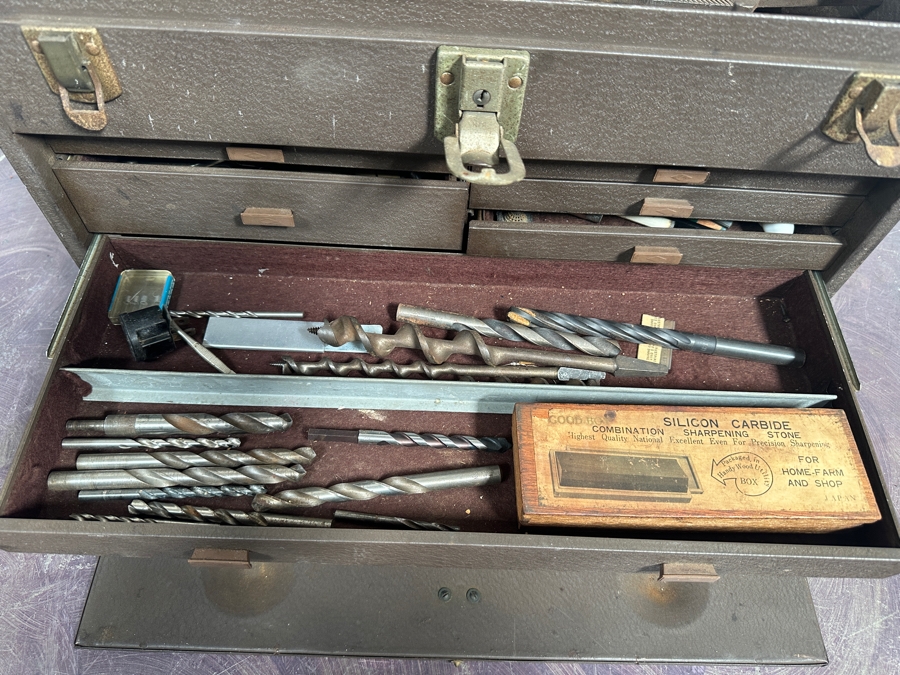 Vintage Kennedy Kits Metal Toolbox Style No. 520 With Various Tools Including Files And Drill Bits 20W X 8D X 13H [Photo 6]