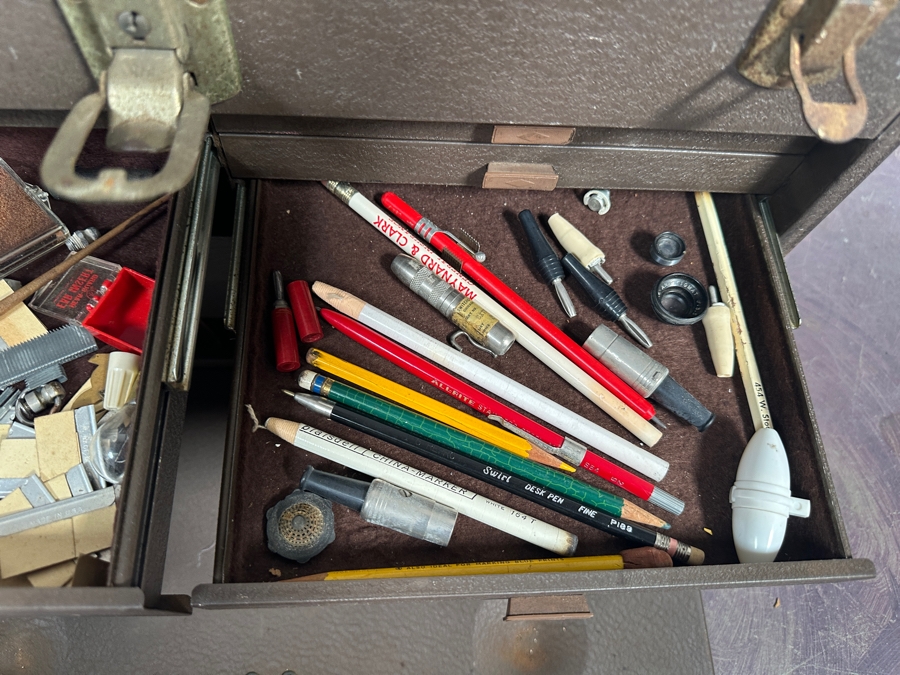 Vintage Kennedy Kits Metal Toolbox Style No. 520 With Various Tools Including Files And Drill Bits 20W X 8D X 13H [Photo 8]