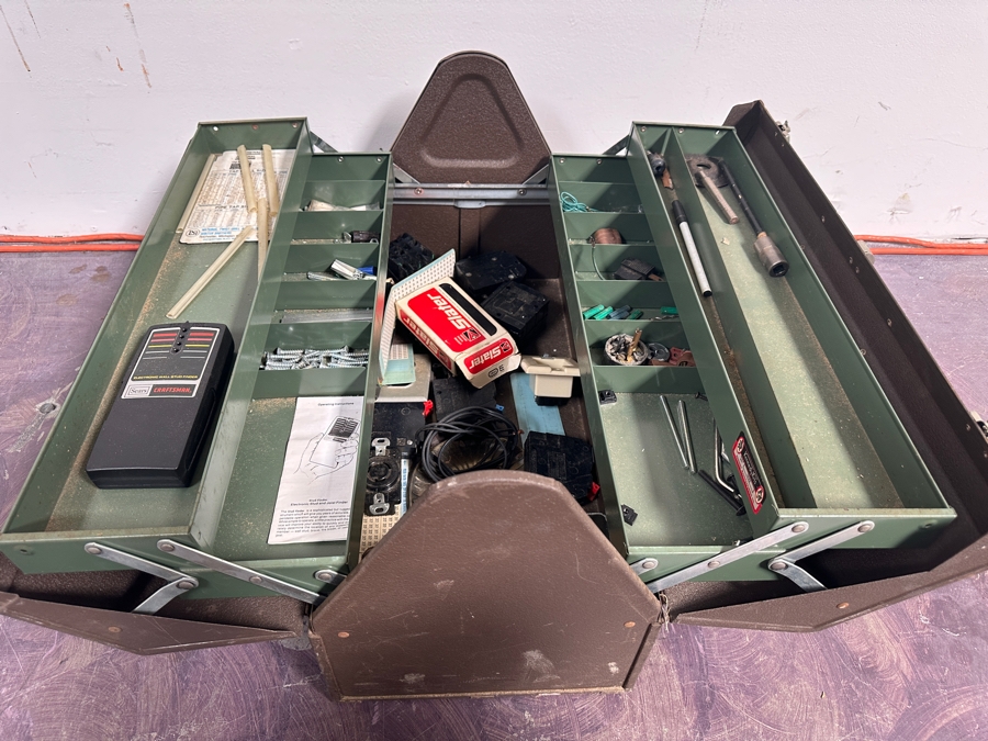 Vintage Kennedy Kits Metal Toolbox Style No. 1022 With Various Electrical Related Items 22W X 10D X 12.5H [Photo 4]