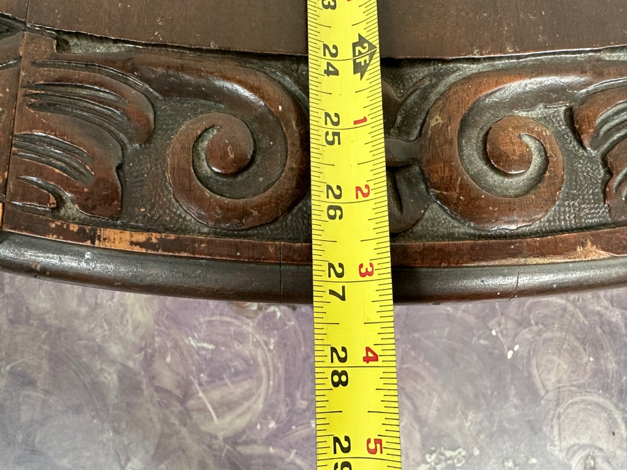 Vintage Carved Wooden Drop Leaf Table 33W X 27D X 28H [Photo 10]