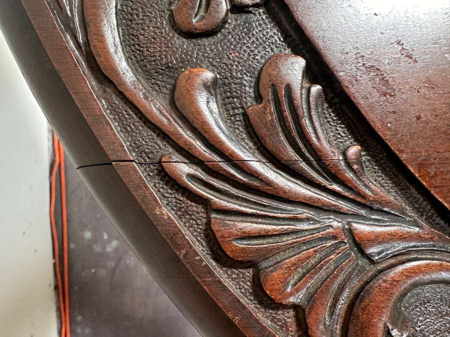 Vintage Carved Wooden Drop Leaf Table 33W X 27D X 28H [Photo 6]