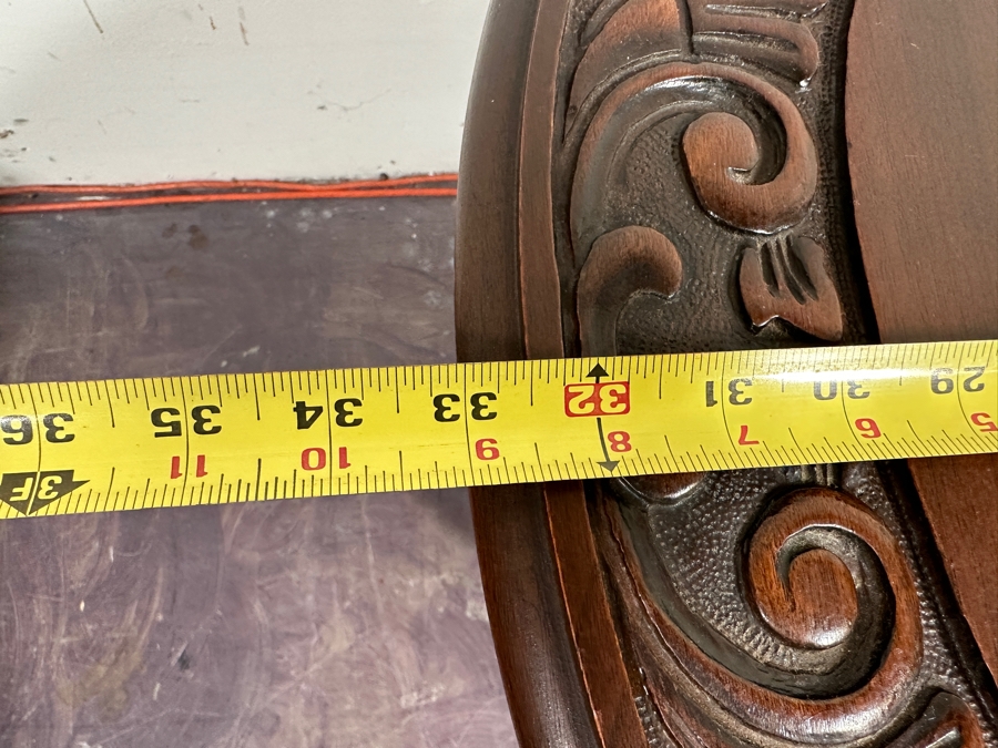 Vintage Carved Wooden Drop Leaf Table 33W X 27D X 28H [Photo 9]