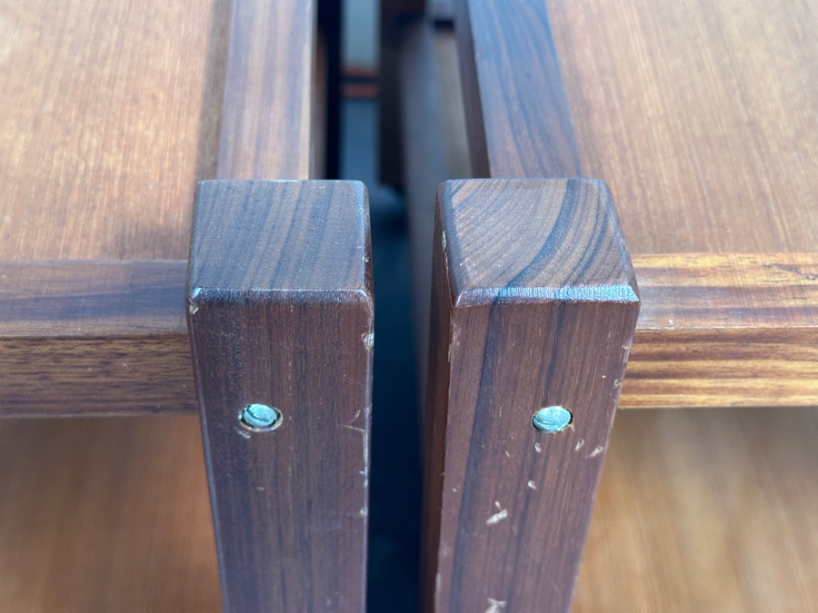 Pair Of Teak Two-Tier Side Tables On Casters 24W X 16D X 20H [Photo 4]