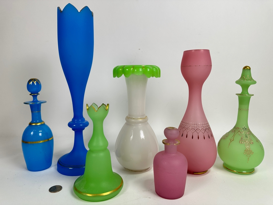 Just Added - Large Vintage Opaline Glass Collection - All Pieces Have Imperfections [Photo 2]