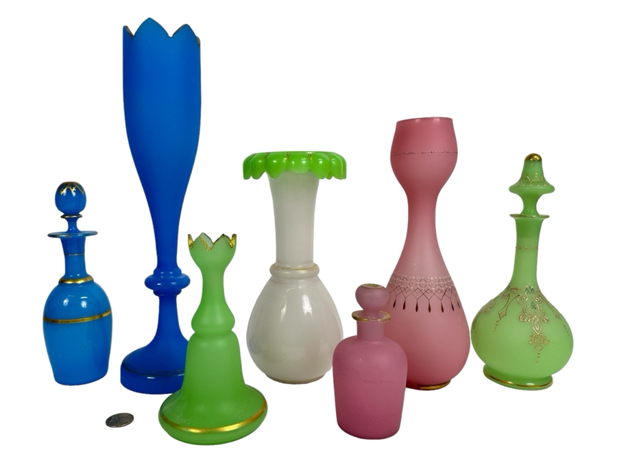Large Vintage Opaline Glass Collection - All Pieces Have Imperfections [Photo 1]