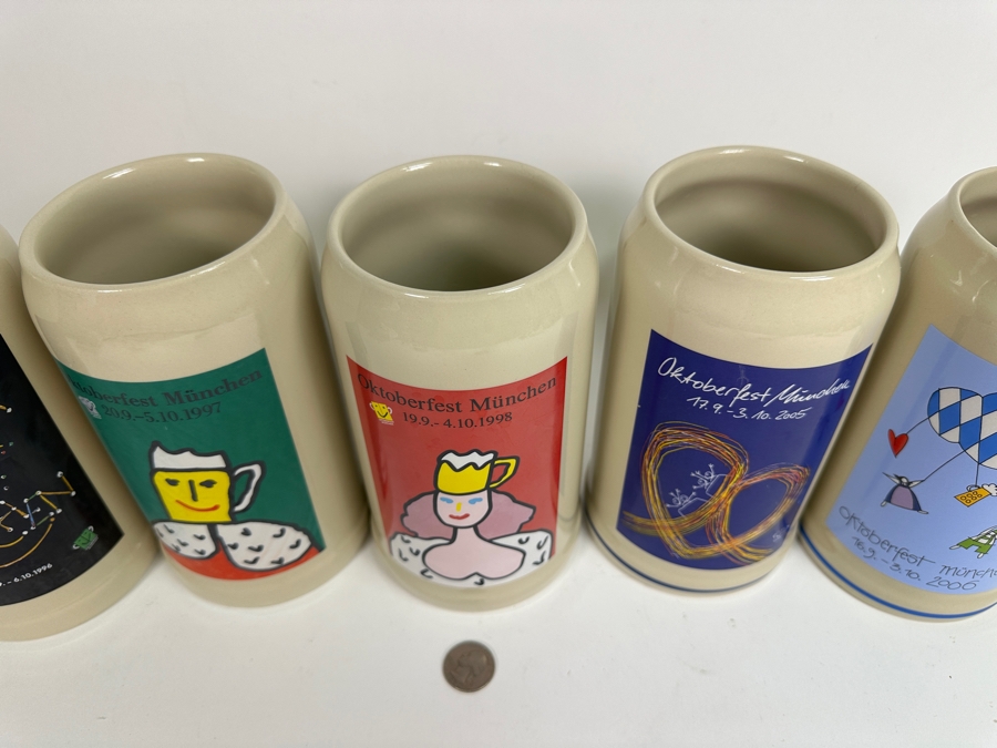 Collection Of Vintage German Oktoberfest Munchen 1L Ceramic Beer Mugs By Rastal 7.5H [Photo 5]