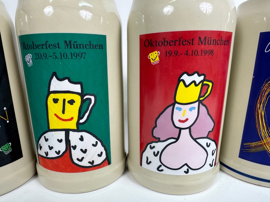 Collection Of Vintage German Oktoberfest Munchen 1L Ceramic Beer Mugs By Rastal 7.5H [Photo 3]