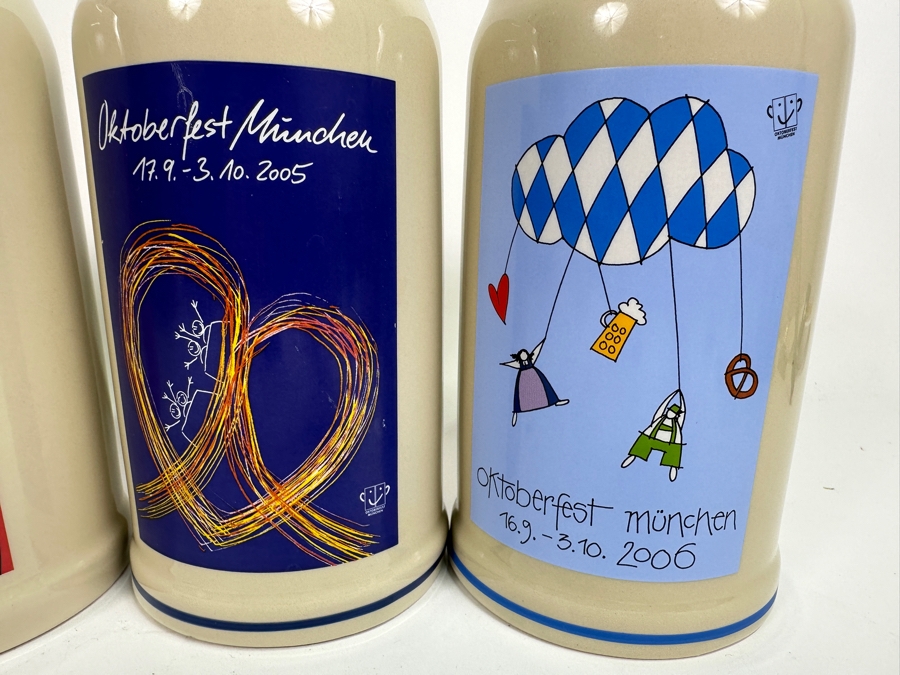 Collection Of Vintage German Oktoberfest Munchen 1L Ceramic Beer Mugs By Rastal 7.5H [Photo 4]