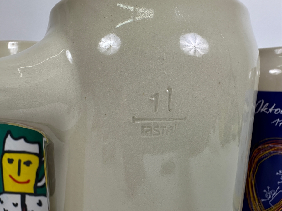 Collection Of Vintage German Oktoberfest Munchen 1L Ceramic Beer Mugs By Rastal 7.5H [Photo 7]