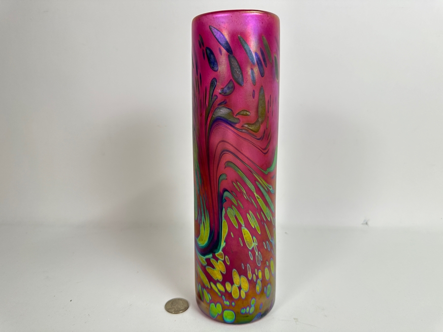 Vintage 1987 Brian Maytum Studio Glass Vase 10.75H [Photo 4]