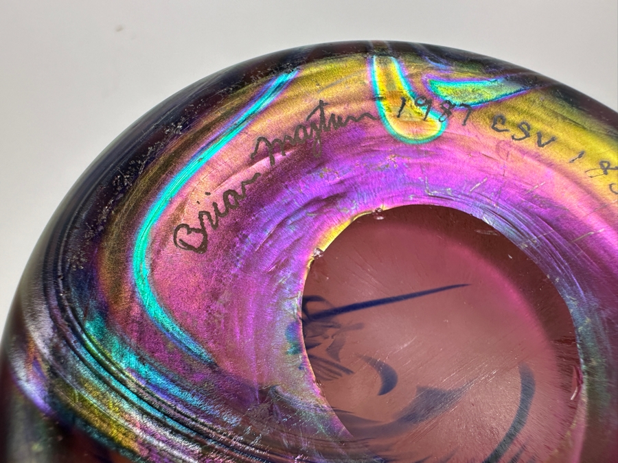 Vintage 1987 Brian Maytum Studio Glass Vase 10.75H [Photo 6]