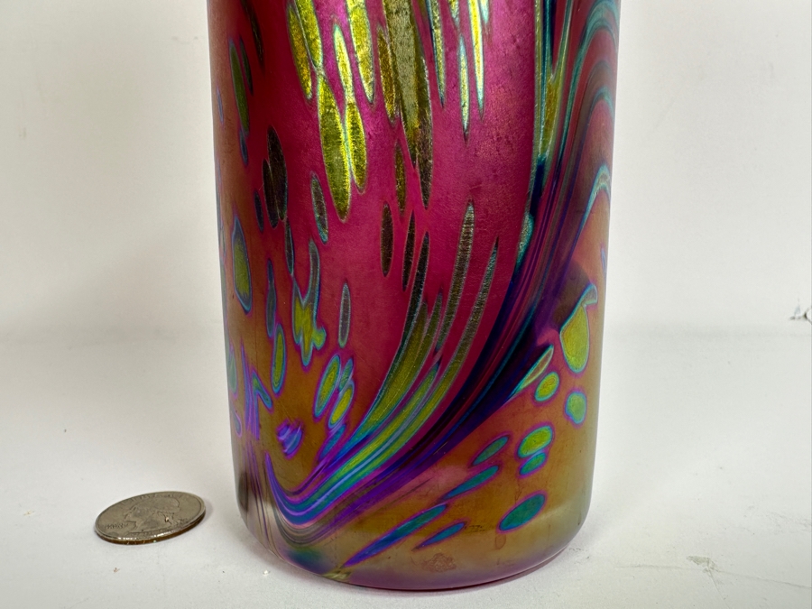 Vintage 1987 Brian Maytum Studio Glass Vase 10.75H [Photo 2]