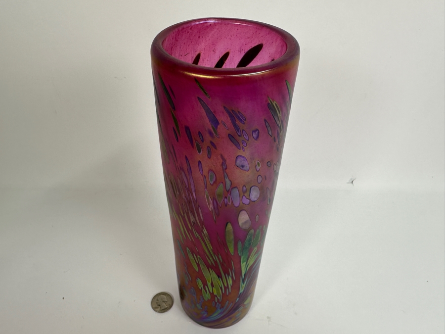 Vintage 1987 Brian Maytum Studio Glass Vase 10.75H [Photo 3]