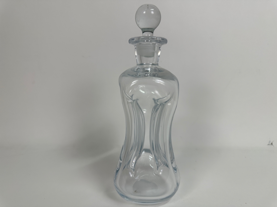 Vintage Danish Modern Holmegaard Kluk Kluk Pinched Glass Bottle With Stopper 8H [Photo 3]