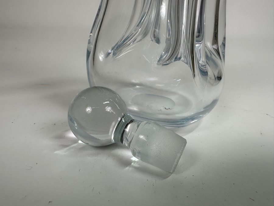Vintage Danish Modern Holmegaard Kluk Kluk Pinched Glass Bottle With Stopper 8H [Photo 5]