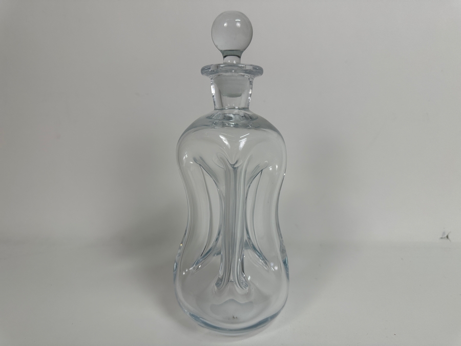 Vintage Danish Modern Holmegaard Kluk Kluk Pinched Glass Bottle With Stopper 8H [Photo 4]