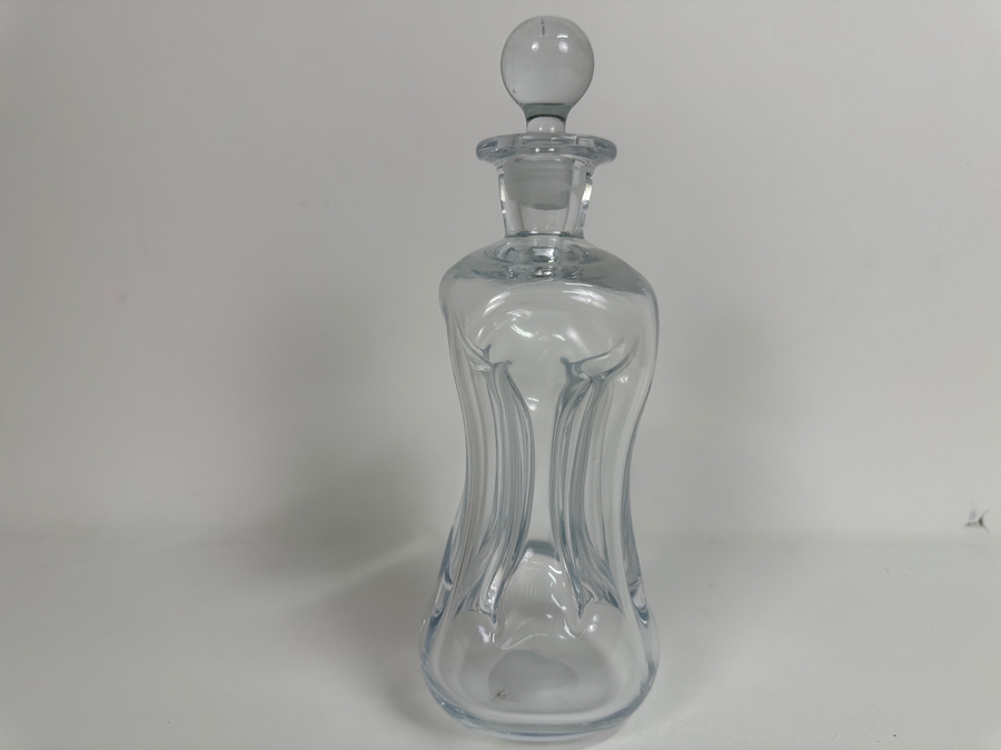 Vintage Danish Modern Holmegaard Kluk Kluk Pinched Glass Bottle With Stopper 8H [Photo 2]