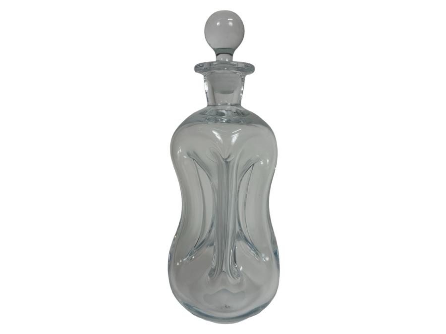 Vintage Danish Modern Holmegaard Kluk Kluk Pinched Glass Bottle With Stopper 8H [Photo 1]