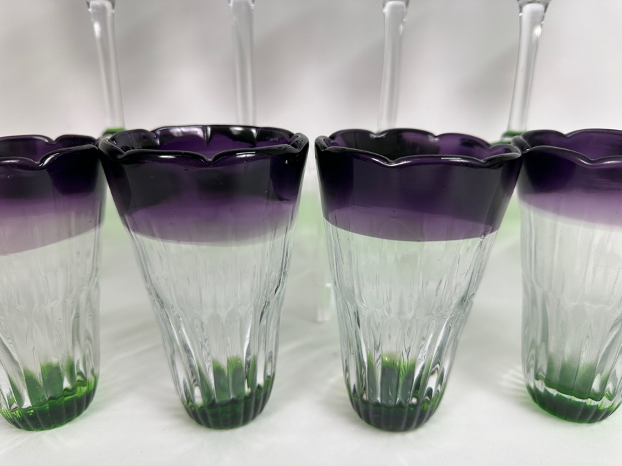 Anthropologie Saintpaulia (6) Hand Blown Tulip Wine Glasses and (6) Scalloped Highball Tumblers [Photo 4]