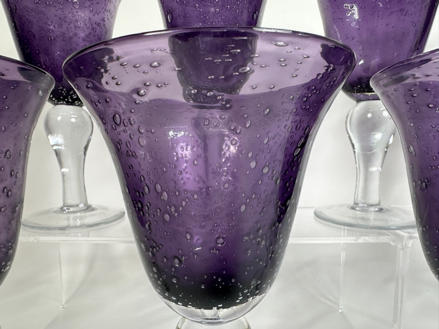 Artland Set of (10) Hand Blown Purple Glass Goblets 8'H [Photo 4]