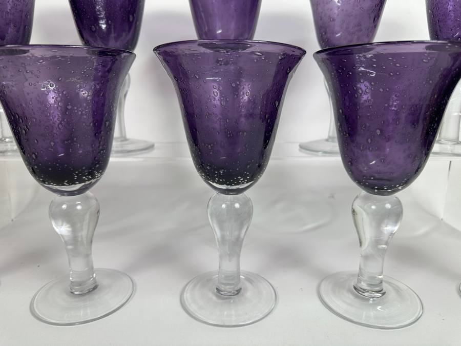 Artland Set of (10) Hand Blown Purple Glass Goblets 8'H [Photo 3]