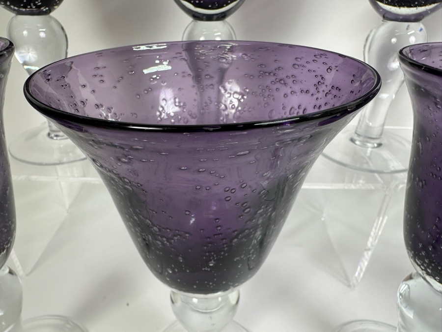 Artland Set of (10) Hand Blown Purple Glass Goblets 8'H [Photo 5]