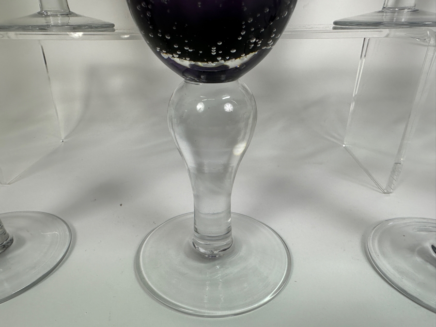 Artland Set of (10) Hand Blown Purple Glass Goblets 8'H [Photo 6]
