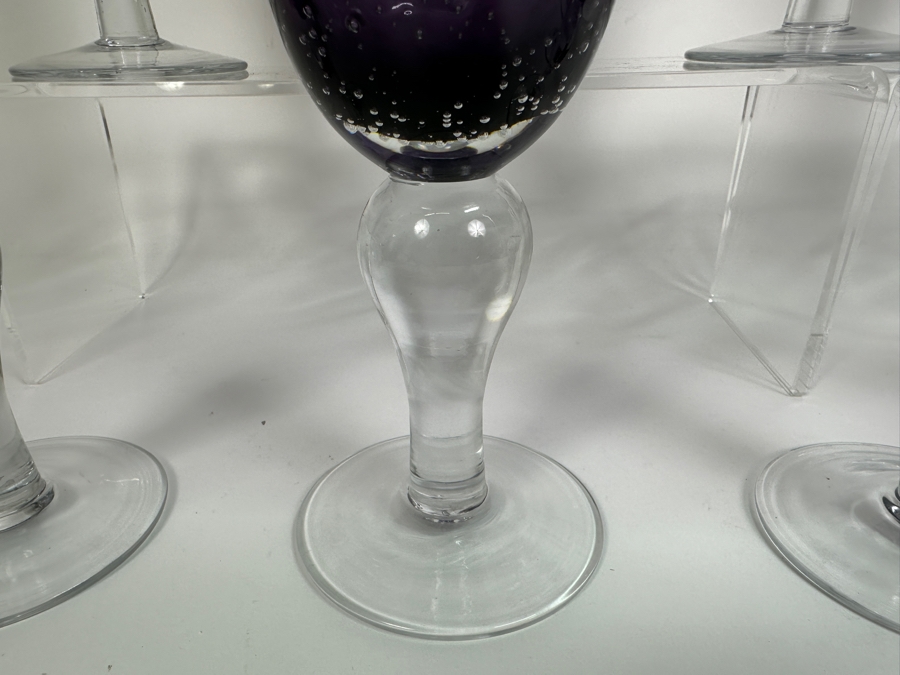 Artland Set of (10) Hand Blown Purple Glass Goblets 8'H [Photo 7]
