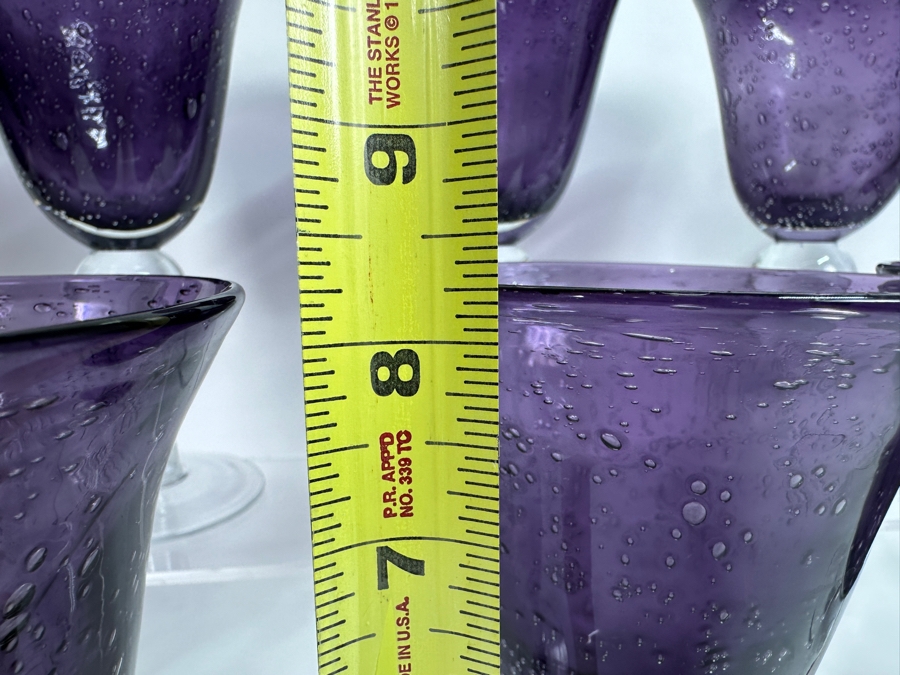 Artland Set of (10) Hand Blown Purple Glass Goblets 8'H [Photo 8]