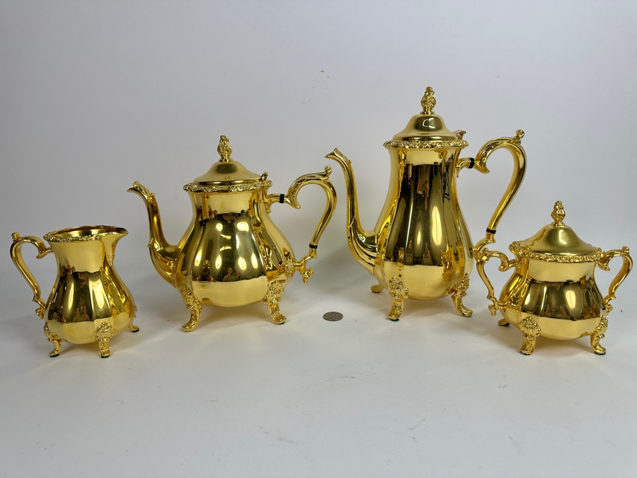 International Silver Company Countess Gold Plated Coffee Pot, Tea Pot, Creamer and Sugar [Photo 2]