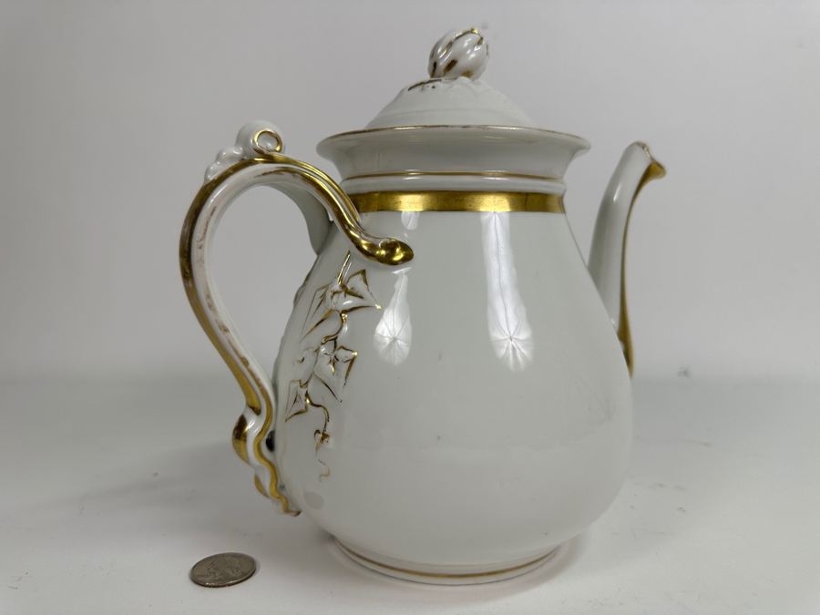 Antique Haviland Limoges Hand Painted Tea Pot 8.5'H [Photo 3]