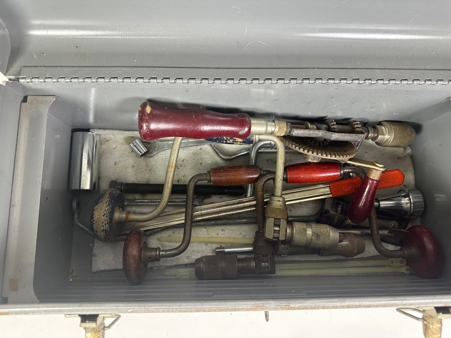 Vintage Sears Craftsman Metal Toolbox With Vintage Tools - See Photos [Photo 3]