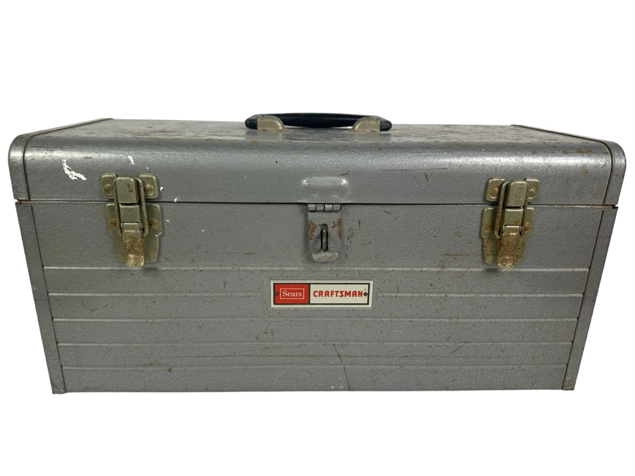 Vintage Sears Craftsman Metal Toolbox With Vintage Tools - See Photos [Photo 2]