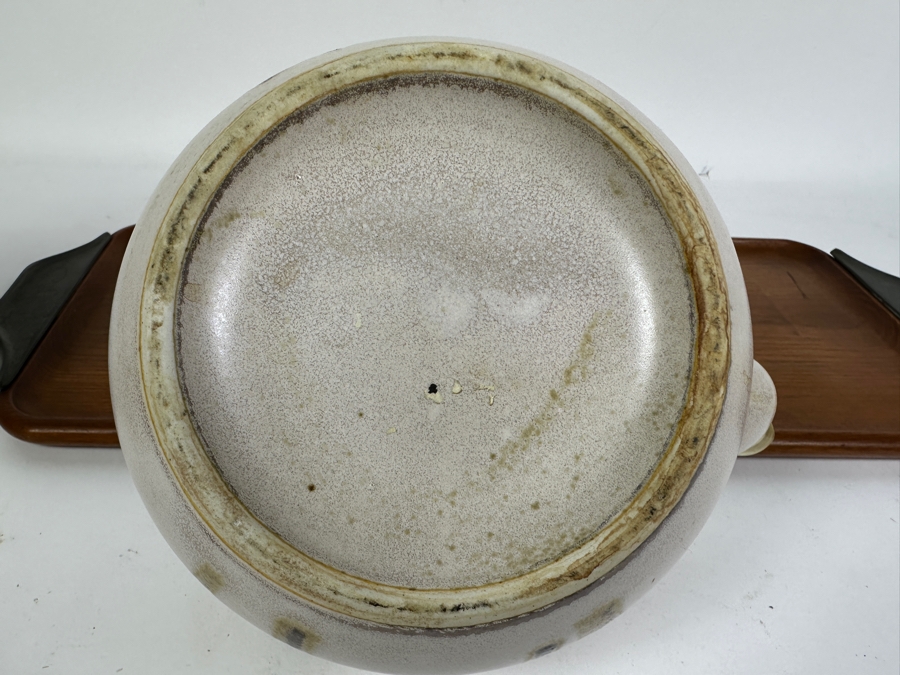 Just Added - Mid century Modern Japanese Koyo by Kasuga Stone Ware Coffee Pot and Glazed Ceramic Tea Pot on Karl Holmberg Teak Tray [Photo 8]