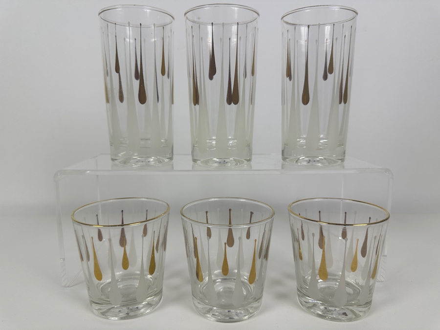 Just Added - (6) Mid-Century Modern Atomic Barware Glasses 3.25H & 5.5H [Photo 2]
