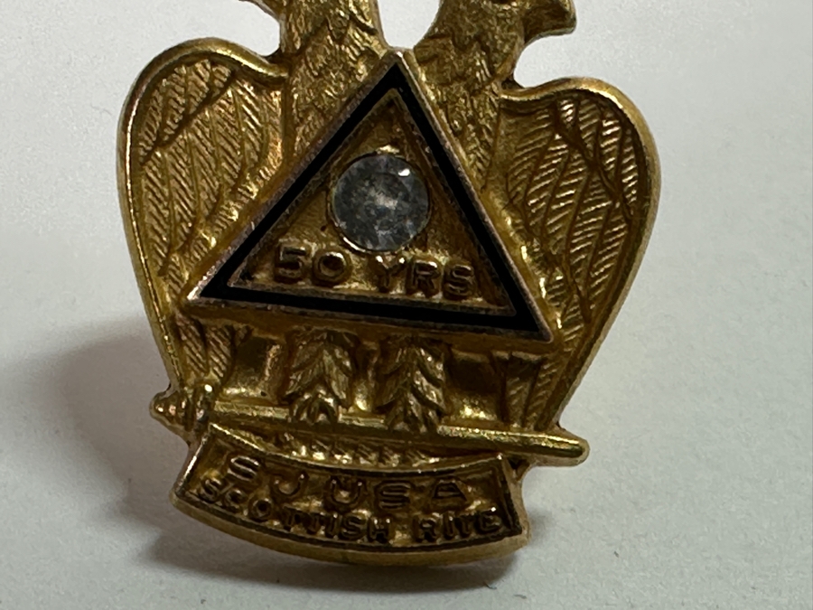 Just Added - Vintage Shriner's Jeweled Masonic Fez Hat 'EGYPT' By Harry M. Osers Co. Fine Handmade Fezzes, 50 Years Scottish Rite Pin, American Legion 40 Years Pin And Hat Box [Photo 11]