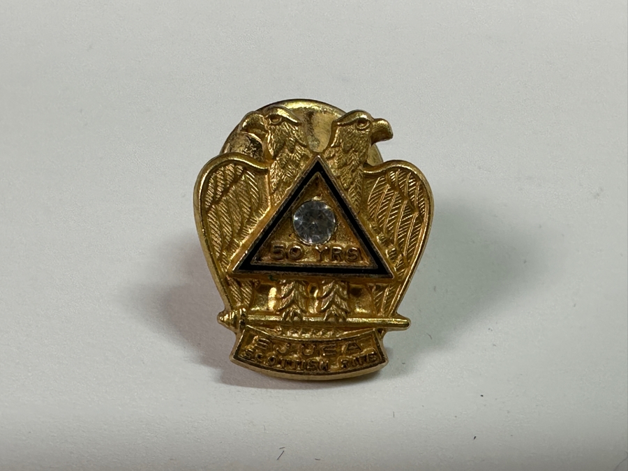 Just Added - Vintage Shriner's Jeweled Masonic Fez Hat 'EGYPT' By Harry M. Osers Co. Fine Handmade Fezzes, 50 Years Scottish Rite Pin, American Legion 40 Years Pin And Hat Box [Photo 9]