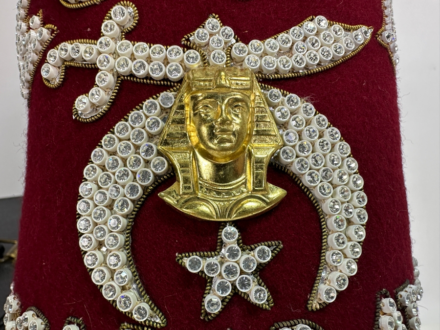 Just Added - Vintage Shriner's Jeweled Masonic Fez Hat 'EGYPT' By Harry M. Osers Co. Fine Handmade Fezzes, 50 Years Scottish Rite Pin, American Legion 40 Years Pin And Hat Box [Photo 5]