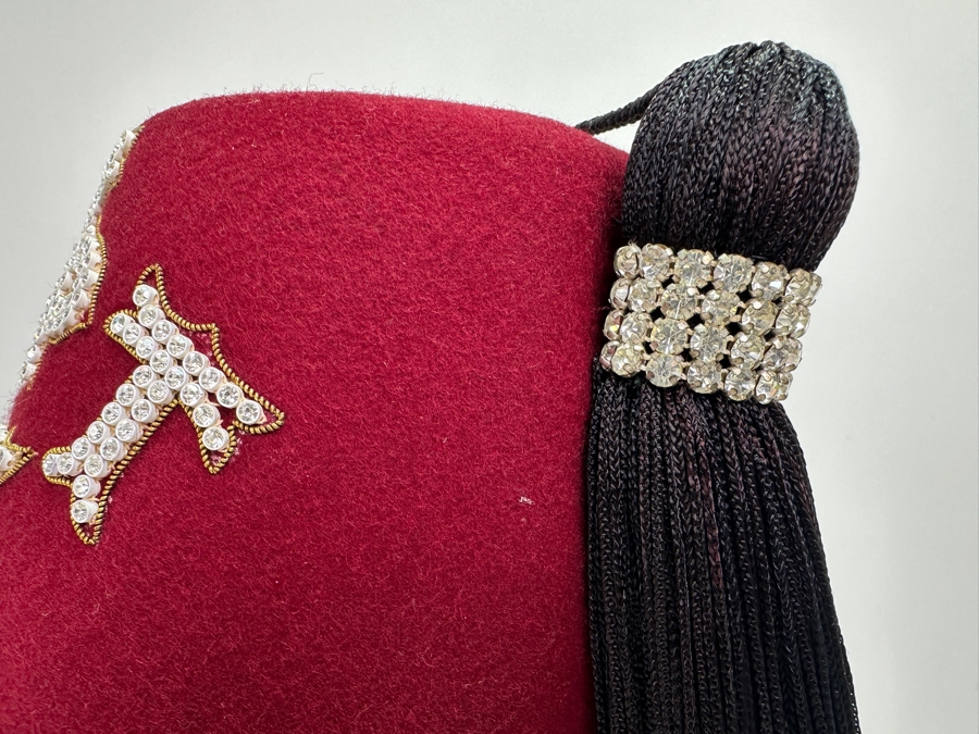 Just Added - Vintage Shriner's Jeweled Masonic Fez Hat 'EGYPT' By Harry M. Osers Co. Fine Handmade Fezzes, 50 Years Scottish Rite Pin, American Legion 40 Years Pin And Hat Box [Photo 13]