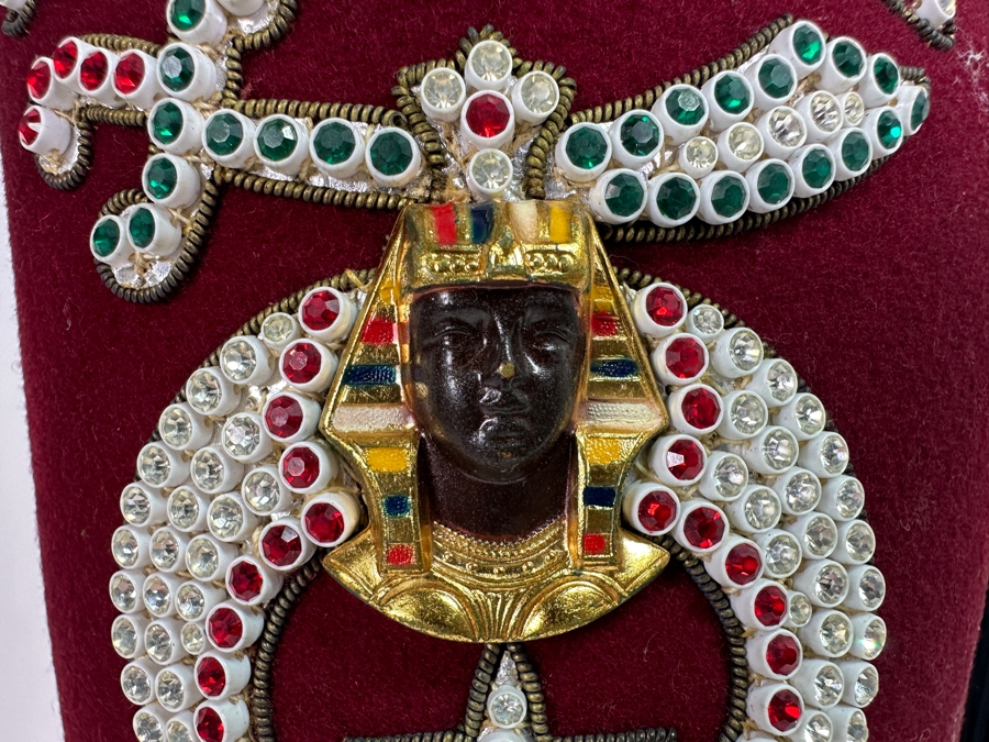 Just Added - Vintage Shriner's Jeweled Masonic Fez Hat 'EGYPT' By Harry M. Osers Co. Fine Handmade Fezzes [Photo 3]