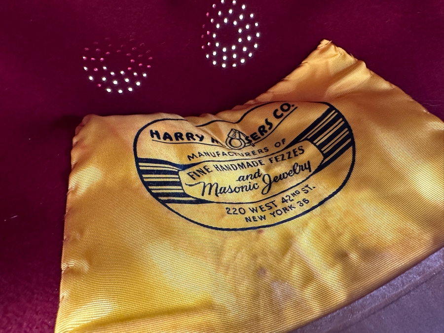 Just Added - Vintage Shriner's Jeweled Masonic Fez Hat 'EGYPT' By Harry M. Osers Co. Fine Handmade Fezzes [Photo 6]