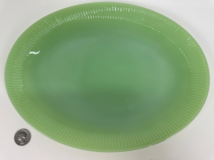 Just Added - Vintage Anchor Hocking Fire King Oval Jadeite Platter 12 X 9 [Photo 2]