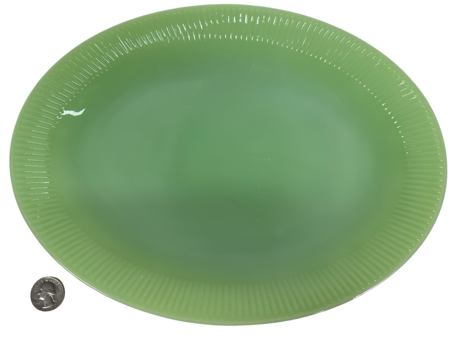 Just Added - Vintage Anchor Hocking Fire King Oval Jadeite Platter 12 X 9 [Photo 1]