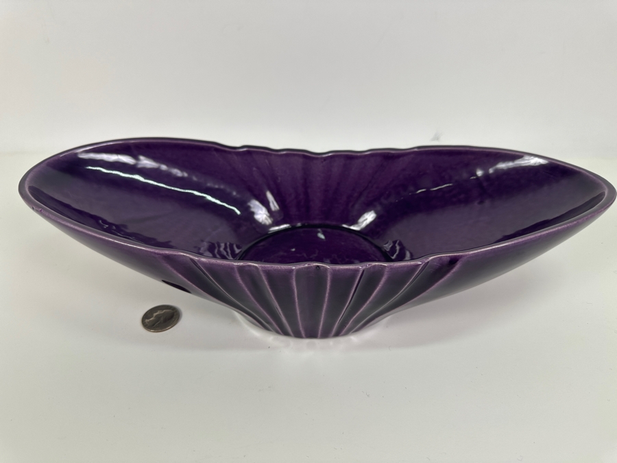 Just Added - Purple Red Wing USA Pottery 664 Centerpiece Bowl 14.5W X 6D X 2.5H [Photo 3]