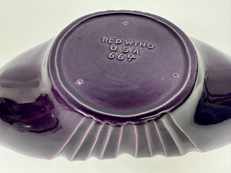 Just Added - Purple Red Wing USA Pottery 664 Centerpiece Bowl 14.5W X 6D X 2.5H [Photo 6]