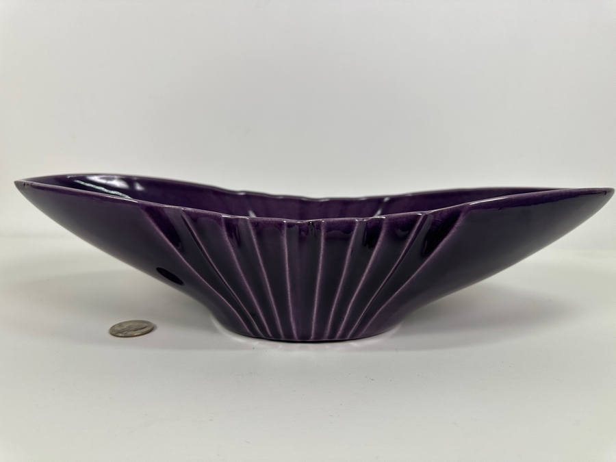 Just Added - Purple Red Wing USA Pottery 664 Centerpiece Bowl 14.5W X 6D X 2.5H [Photo 4]