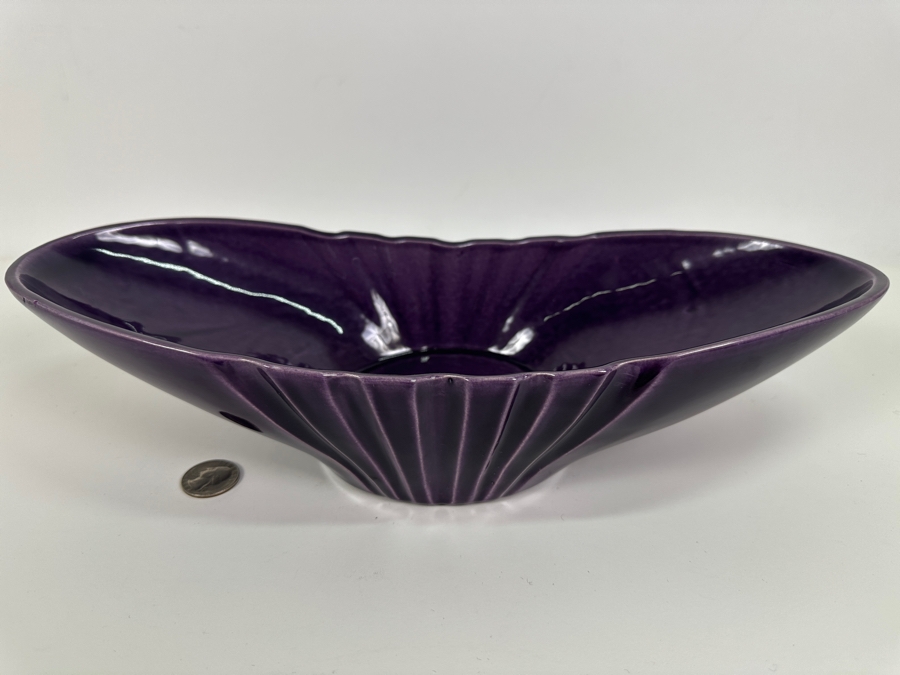 Just Added - Purple Red Wing USA Pottery 664 Centerpiece Bowl 14.5W X 6D X 2.5H [Photo 2]