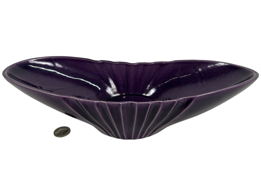 Just Added - Purple Red Wing USA Pottery 664 Centerpiece Bowl 14.5W X 6D X 2.5H