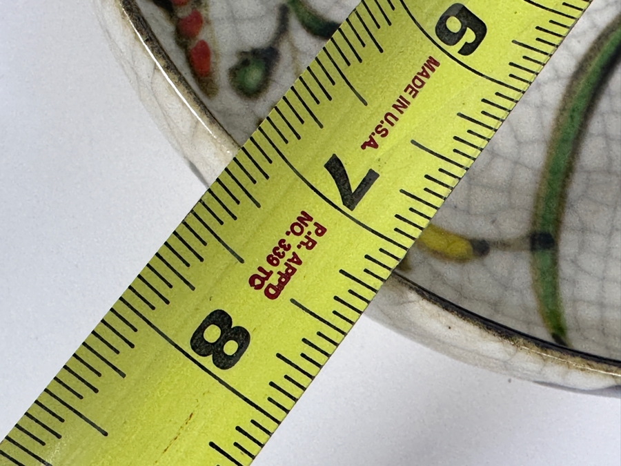 Just Added - Vintage Signed Japanese Hand Painted Bowl 7.25W With Rattan Handle [Photo 8]