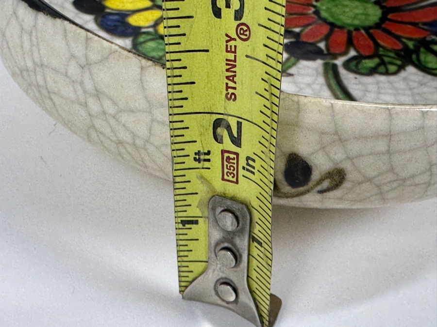 Just Added - Vintage Signed Japanese Hand Painted Bowl 7.25W With Rattan Handle [Photo 9]